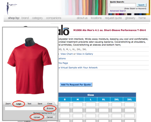 Click logo, then browse, find the file, then click upload.