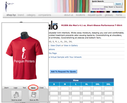 Click save to save your shirt design.